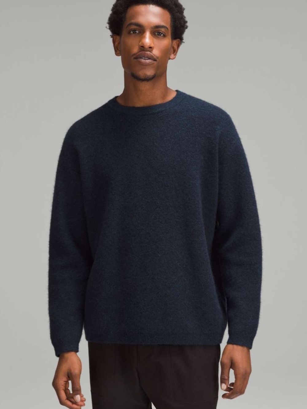 Men's Crewneck Lululemon Alpaca Wool-Blend Sweater Heathered True Navy SZ XS